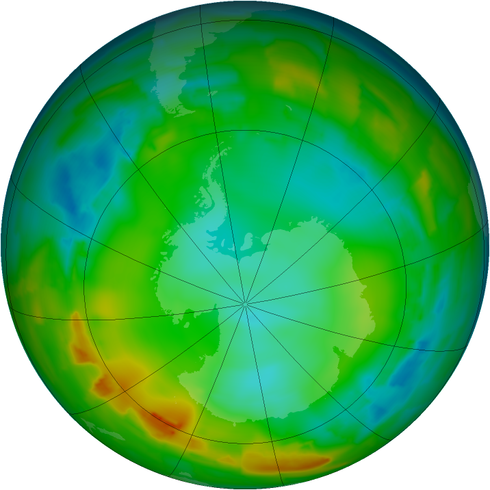 Antarctic ozone map for 22 July 2012